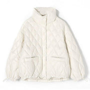 Diamond Quilted Coat With High Collar