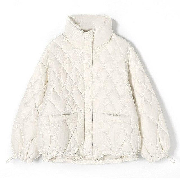 Diamond Quilted Coat With High Collar