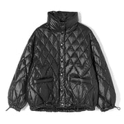 Diamond Quilted Coat With High Collar