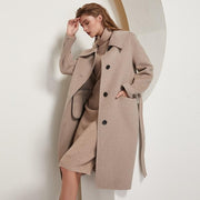 Long Wool Trench Coat With Belt