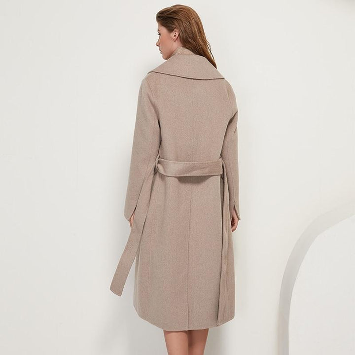 Long Wool Trench Coat With Belt