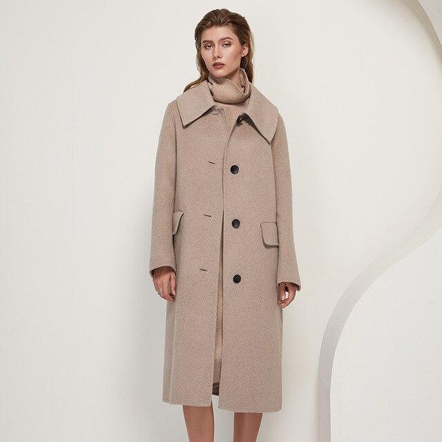 Long Wool Trench Coat With Belt