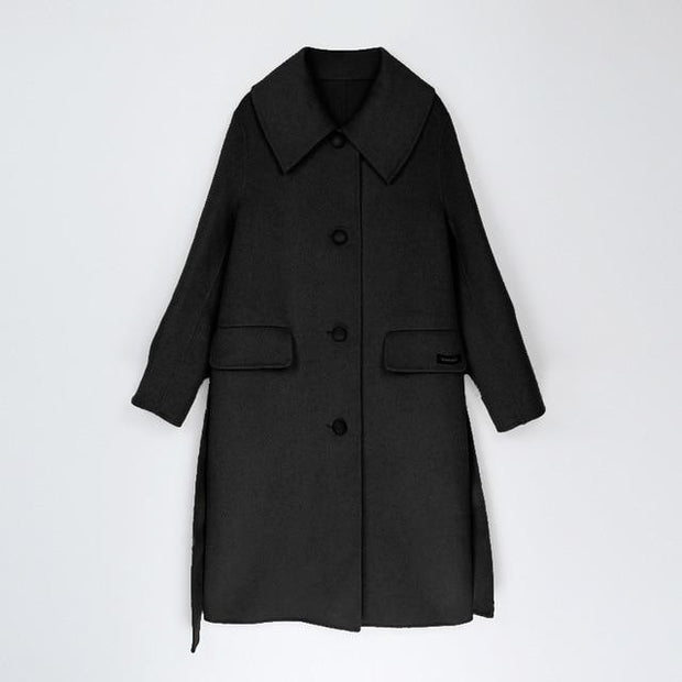 Long Wool Trench Coat With Belt