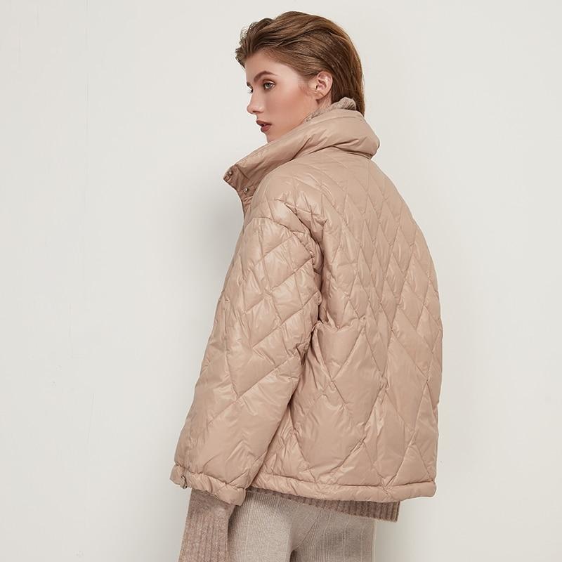 Diamond Quilted Coat With High Collar