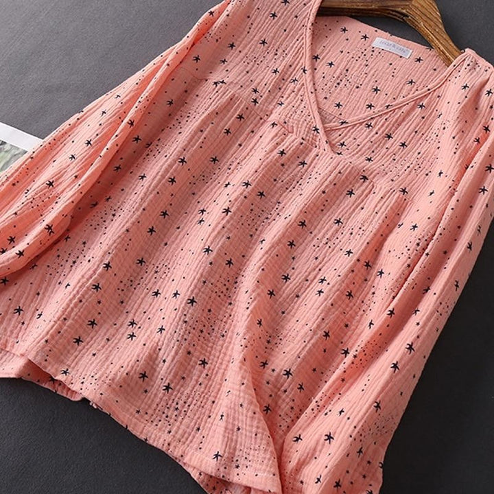 Textured Cotton Long-sleeved Pyjamas - MomyMall
