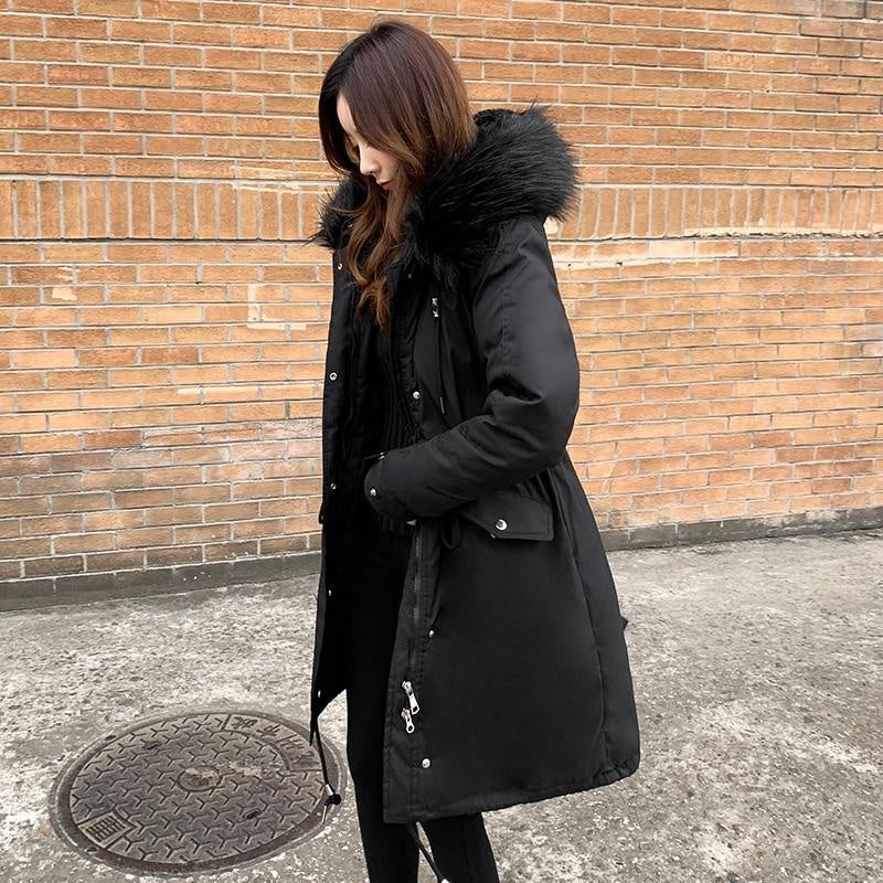 Plus Size Casual Hooded Faux Fur Coat