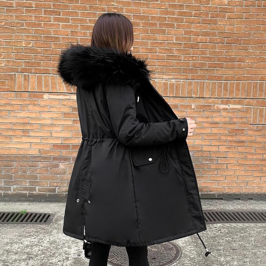 Plus Size Casual Hooded Faux Fur Coat