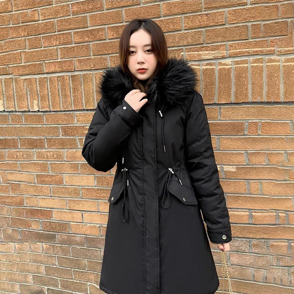 Plus Size Casual Hooded Faux Fur Coat