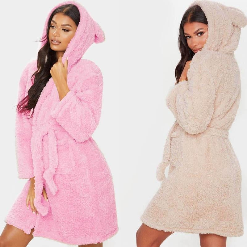 Women Bathrobe Nightgown Thick Warm Robe Winter