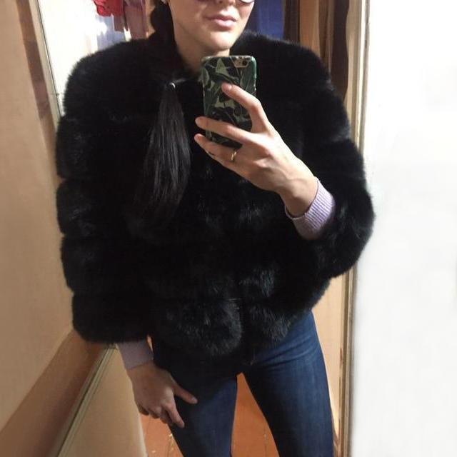 V-Neck Faux Fur Bubble Coat