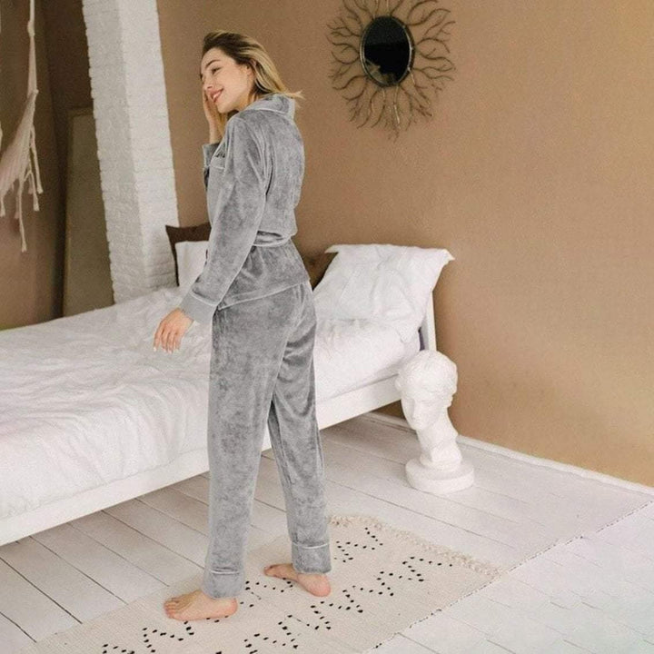 Velvet Trouser and Belted Robe Pyjama Set