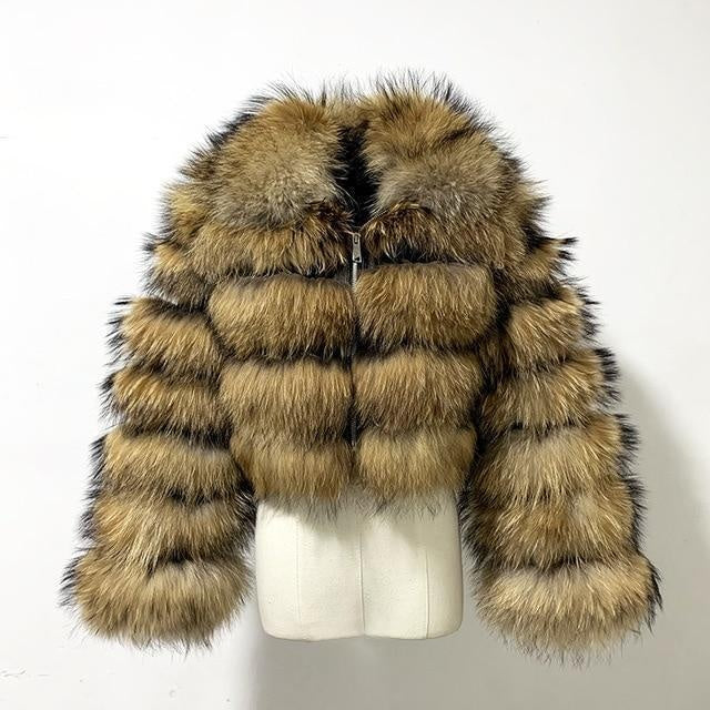 Bubble Coat - Zip Up Faux Fur Crop Coat