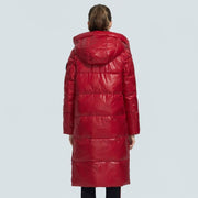 Long Knee Length Thick Winter Coat WIth Stand Collar & Hood