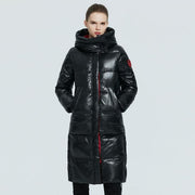 Long Knee Length Thick Winter Coat WIth Stand Collar & Hood