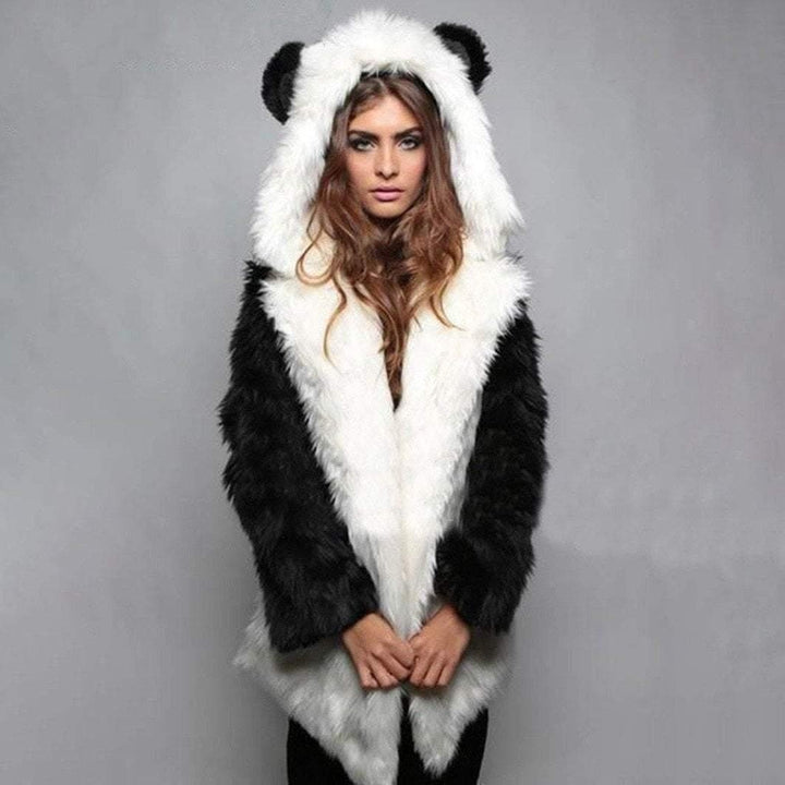 Faux Fur Hooded Coat With Animal Ears