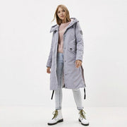 Knee Length Waterproof Coat With Side Zippers & Hood