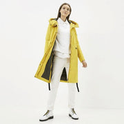 Knee Length Waterproof Coat With Side Zippers & Hood