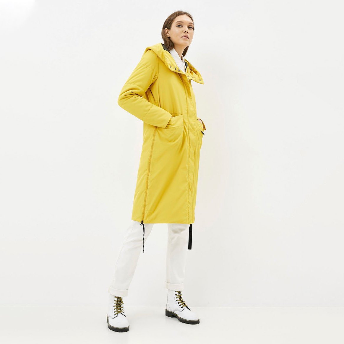 Knee Length Waterproof Coat With Side Zippers & Hood