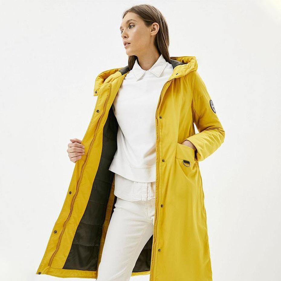 Knee Length Waterproof Coat With Side Zippers & Hood