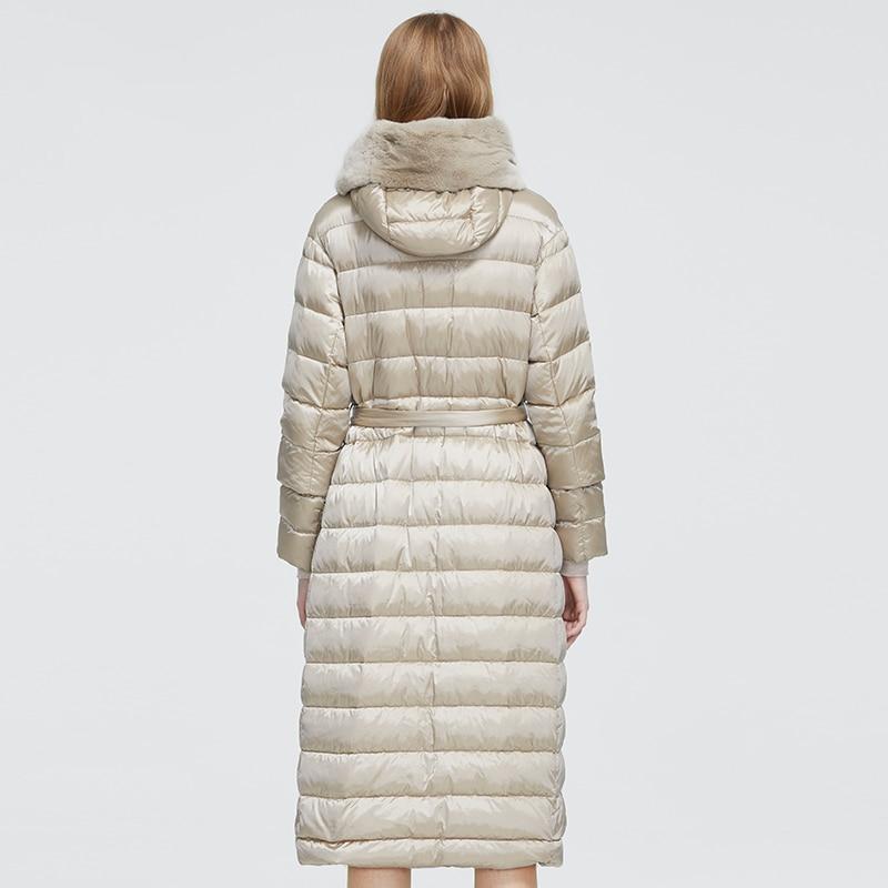 Knee Length Padded Parka Coat With Faux Fur Hood