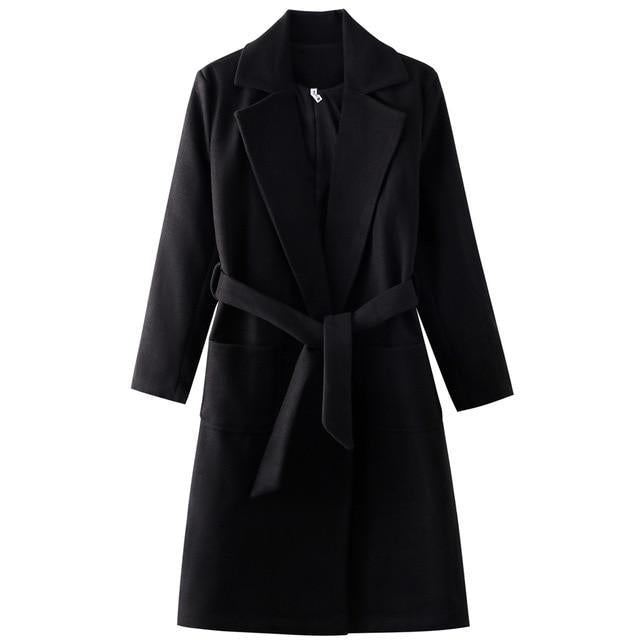 Belted Wool Blend Trench Coat