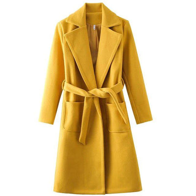 Belted Wool Blend Trench Coat