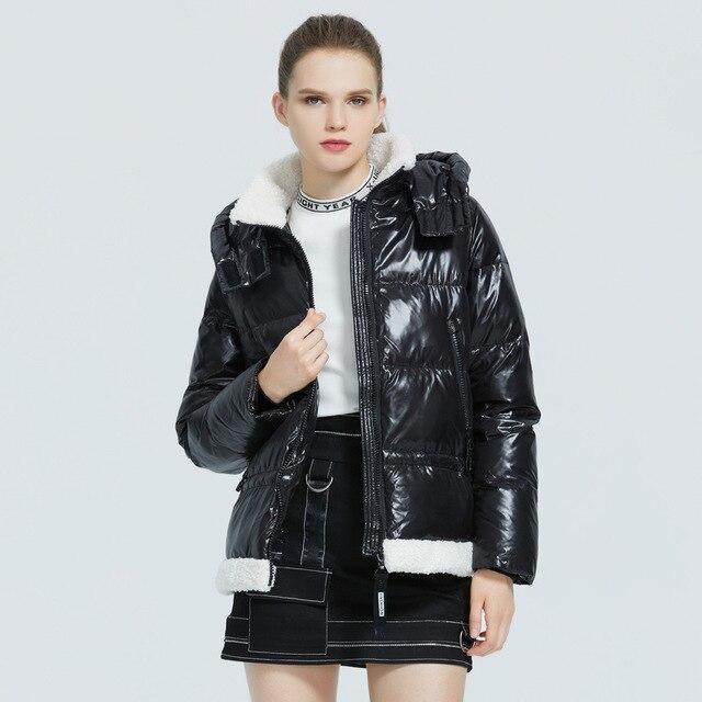 Faux Lambswool Trim Metallic Puffer Jacket With Removable Hood