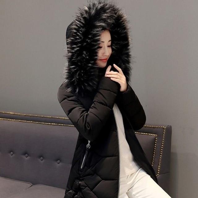 Plus Size 5XL Fur Padded Winter Coat With Faux Fur Hood
