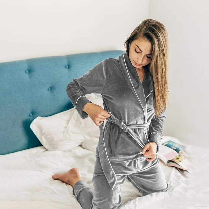 Velvet Robe and Pants Pyjama Set - MomyMall