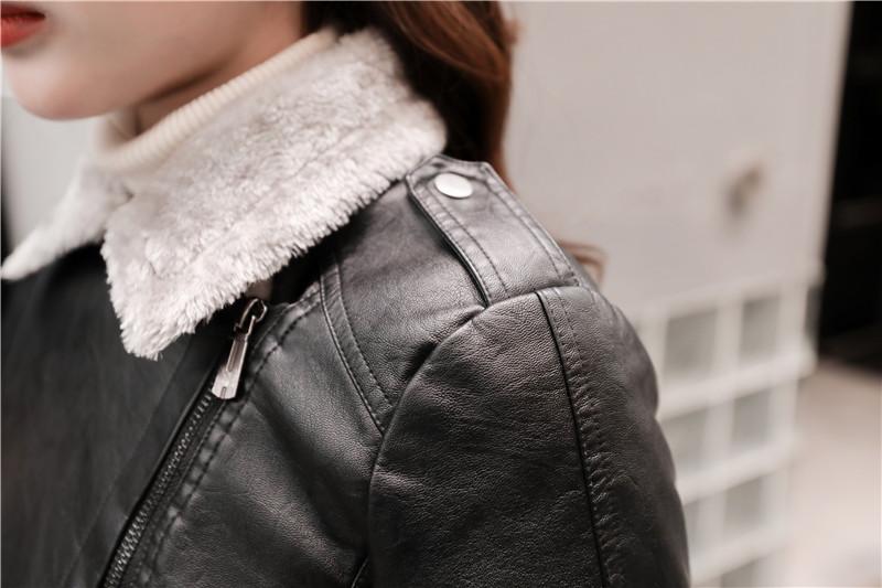 Faux Leather Biker Jacket with Faux Fur Lining