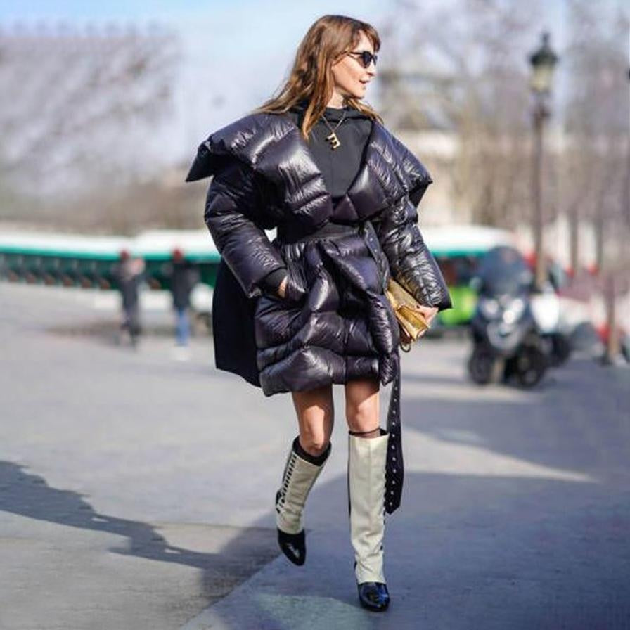 Oversized Belted Puffer Coat with Big Collar