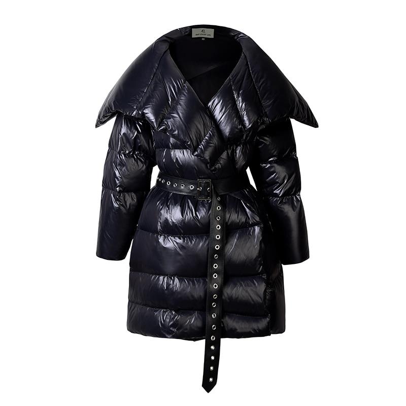 Oversized Belted Puffer Coat with Big Collar