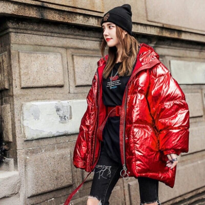 High-Shine Oversized Puffer Jacket with Belt and Hood