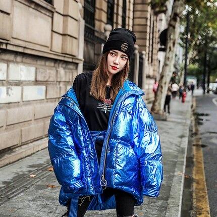 High-Shine Oversized Puffer Jacket with Belt and Hood