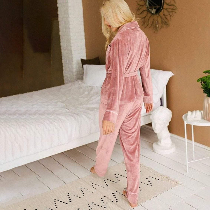 Velvet Two Piece Pj Set with Trousers and Robe - MomyMall