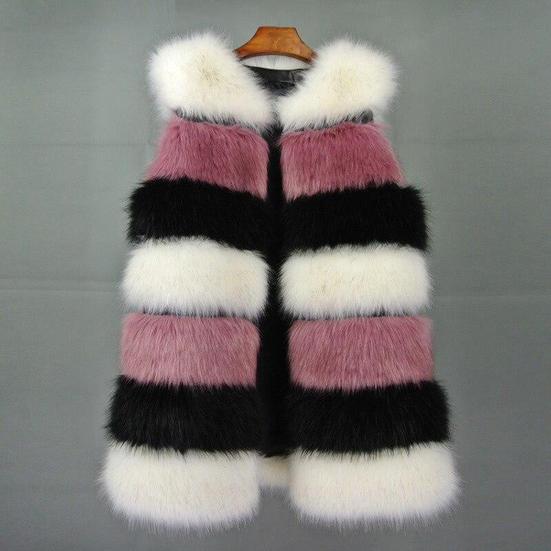 Long Faux Fur Colourblock Gilet