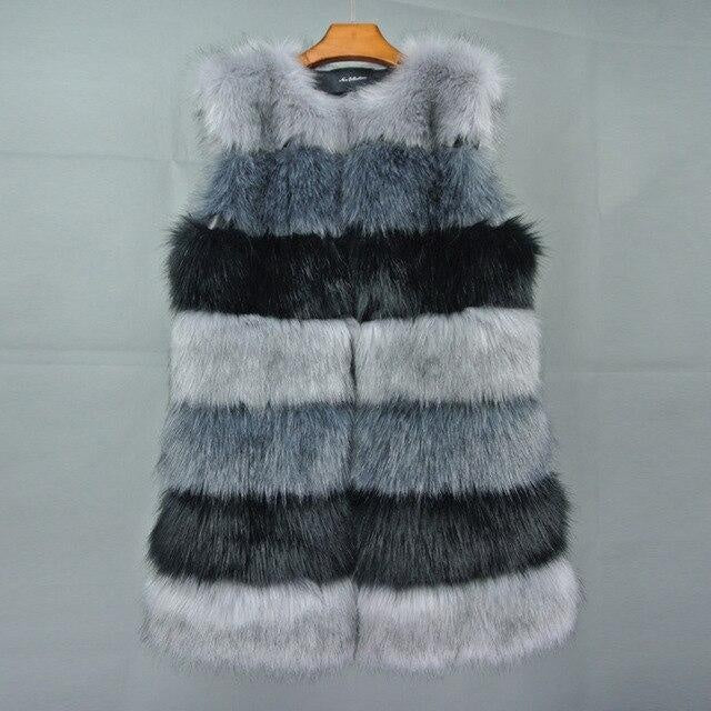 Long Faux Fur Colourblock Gilet