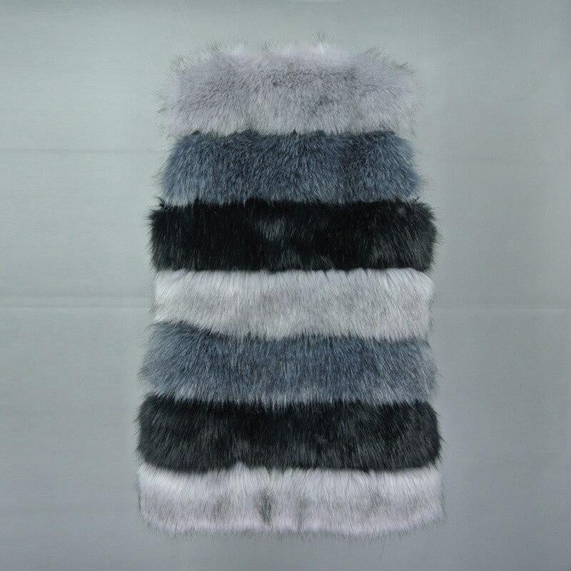 Long Faux Fur Colourblock Gilet