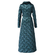 Quilted Duck Down Ankle Length Coat With Belt