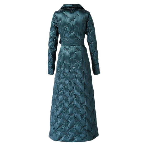 Quilted Duck Down Ankle Length Coat With Belt by MomyMall Quilted Duck Down Ankle Length Coat With Belt by MomyMall
