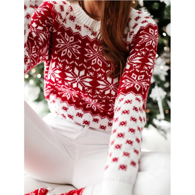 Christmas Deer Warm Knitted Long Sleeve Sweater - MomyMall S / D