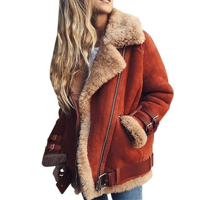 Aviator Jacket Faux Suede - Fur Lined