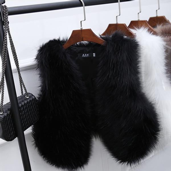 Short Faux Fur Vest - Cropped Sleeveless Gilet