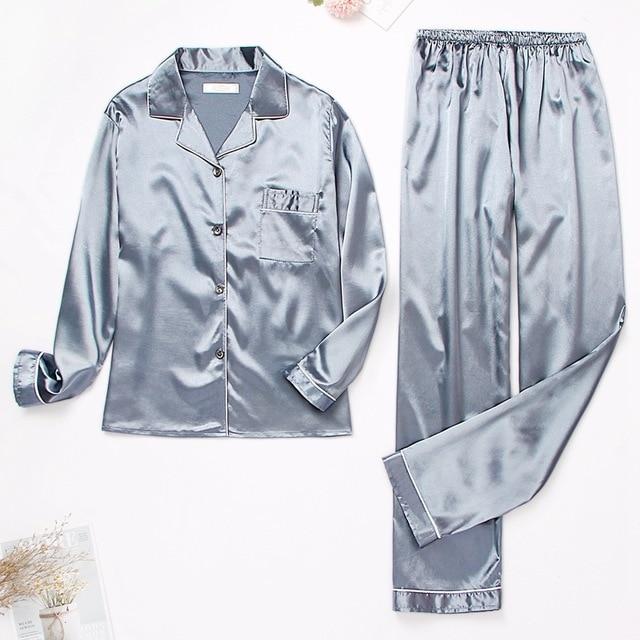 Plus Size Satin Long Sleeve Pyjama Set