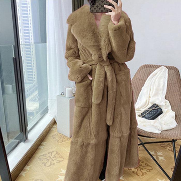 Faux Fur Thick Coat - Long Winter Belted Coat