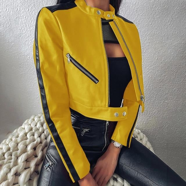 Crop Faux Leather Biker Jacket