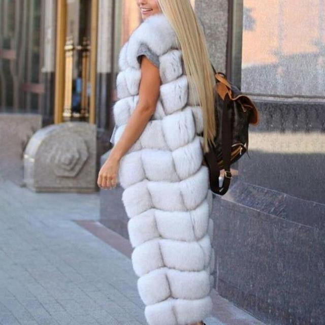 Faux Fur Long Vest - Bubble Style