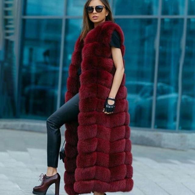 Faux Fur Long Vest - Bubble Style