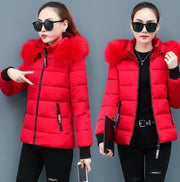 Faux Fur Hood Coat - Puffer Coat With Zip Pockets