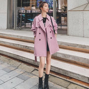 Mid-Thigh Double Breasted Belted Trench Coat